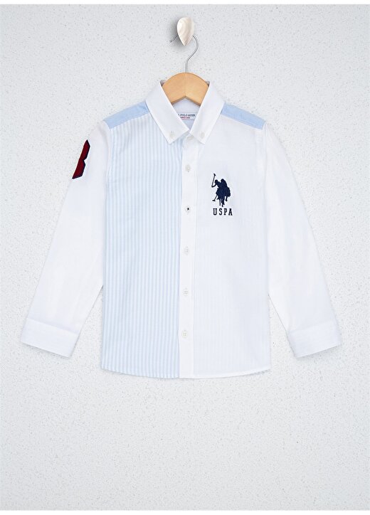 U.S. Polo Assn. Çizgili Bej Erkek Çocuk Gömlek 1