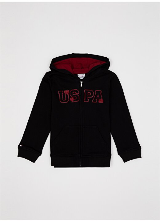U.S. Polo Assn. Jaxsk21-Vr046 Kapüşonlu Standart Kalıp Düz Siyah Erkek Çocuk Sweatshirt 1