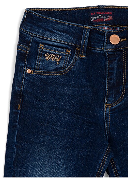 U.S. Polo Assn. Mavi Kız Çocuk Boru Paça Slim Fit Düz Denim Pantolon ASSYKIDS21K-K-DN0023 3