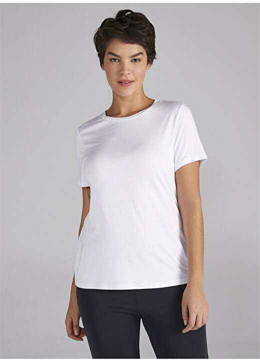 Faik Sönmez Yuvarlak Yaka Beyaz Kadın T-Shirt B00002 3