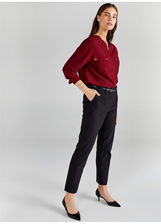 Faik Sönmez Normal Bel Slim Fit Siyah Kadın Pantolon B00075 3