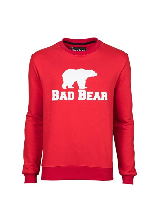 Bad Bear 20.02.12.011_Bad Bear Crewneck O Yaka Normal Kalıp Baskılı Kırmızı Erkek Sweatshirt 1