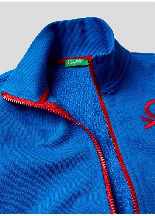 Benetton Saks Logolu Bisiklet Yaka Erkek Çocuk Sweatshirt 3