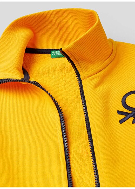 Benetton Sarı Logolu Bisiklet Yaka Erkek Çocuk Sweatshirt 3