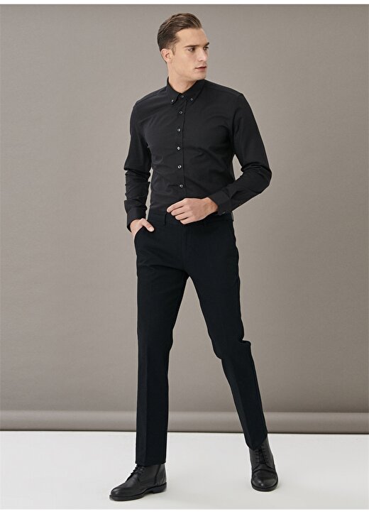Altınyıldız Classics 4A0122100021 Normal Bel Comfort Fit Armürlü Siyah Erkek Pantolon 2