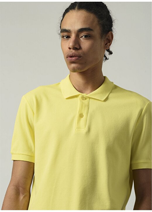 People By Fabrika Polo Yaka Kısa Kollu Düz Sarı Erkek T-Shirt 2