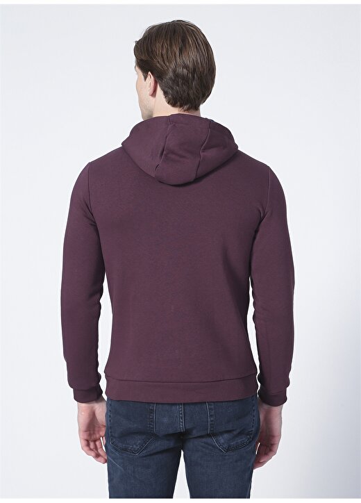 Lee Cooper 221 Lcm 241036 Fabian Kapüşonlu Normal Bel Normal Kalıp Düz Mürdüm Erkek Sweatshirt 4