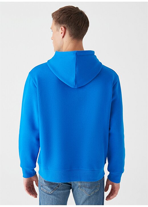 Mavi 0610222-70913 M28 Kapüşonlu Uzun Kollu Regular Fit Düz Saks Erkek Sweatshirt 4
