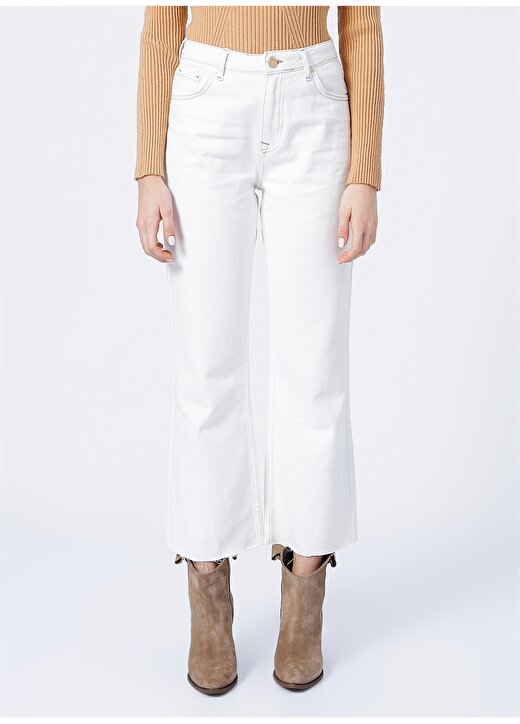 Fabrika Yüksek Bel Standart Beyaz Kadın Denim Pantolon K-MARIT 2