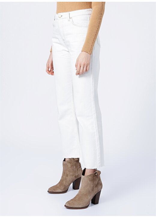 Fabrika Yüksek Bel Standart Beyaz Kadın Denim Pantolon K-MARIT 3