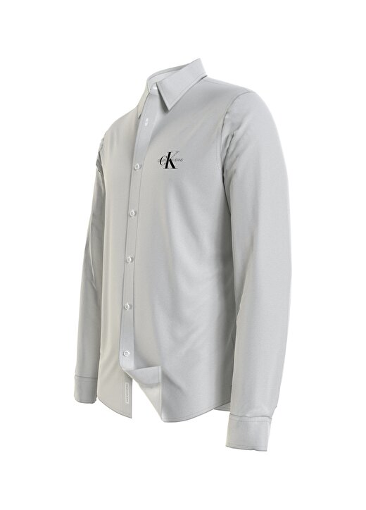 Calvin Klein Jeans Beyaz Erkek Düz Gömlek J30J318401YAF_KNITTED 2