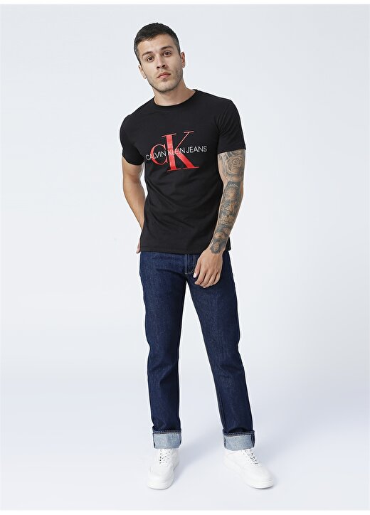 Calvin Klein Jeans Siyah Erkek Bisiklet Yaka Baskılı T-Shirt J30J3170650GM_SEASONAL MONOGRAM TEE 2