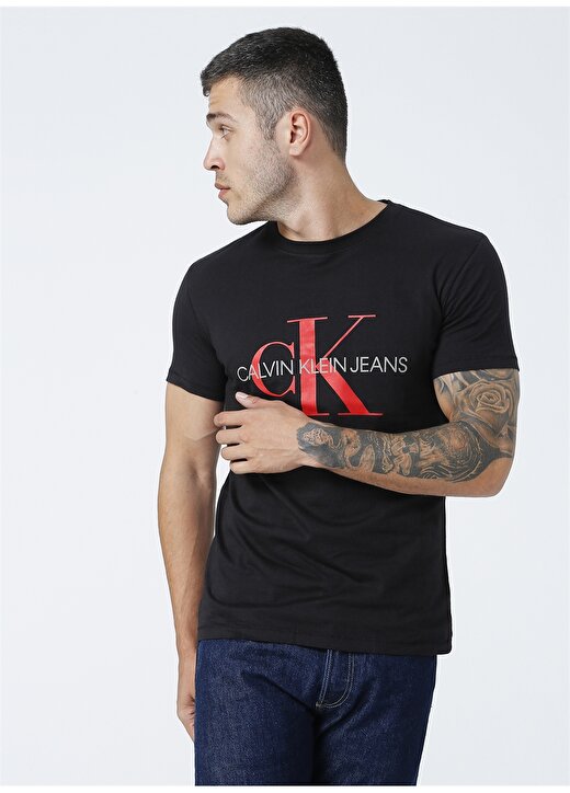 Calvin Klein Jeans Siyah Erkek Bisiklet Yaka Baskılı T-Shirt J30J3170650GM_SEASONAL MONOGRAM TEE 3