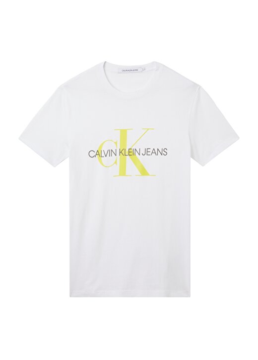 Calvin Klein Jeans Beyaz Erkek Bisiklet Yaka Baskılı T-Shirt J30J3170650K8_SEASONAL MONOGRAM TEE 3
