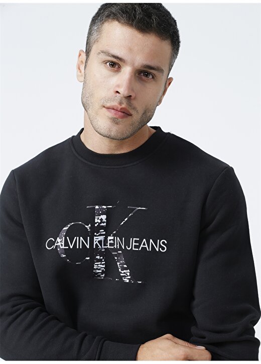 Calvin Klein Jeans Siyah Erkek Bisiklet Yaka Baskılı Sweatshirt J30J319365BEH_BONDED MONOGRAM CREW 3