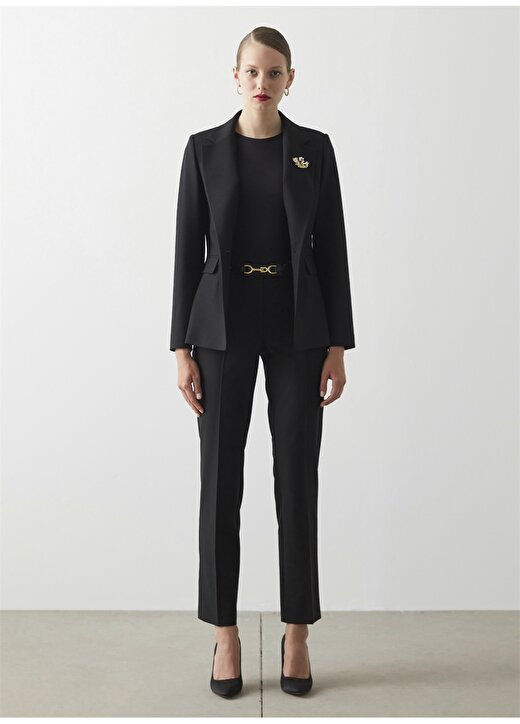 İpekyol Ceket Yaka Siyah Kadın Klasik Kesim Blazer 4