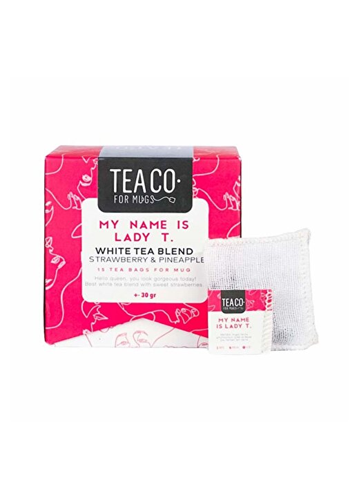 Tea Co - My Name Is Lady T. - Çilekli Ve Ananaslı Beyaz Çay - Sachet Packtea Bag Box - 30Gr 1
