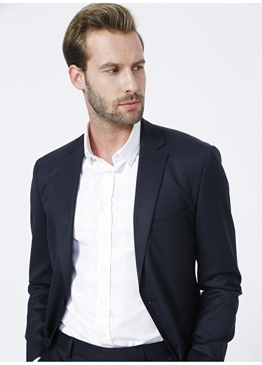 Network Ceket Yaka Slim Fit Düz Lacivert Erkek Takım Elbise 2