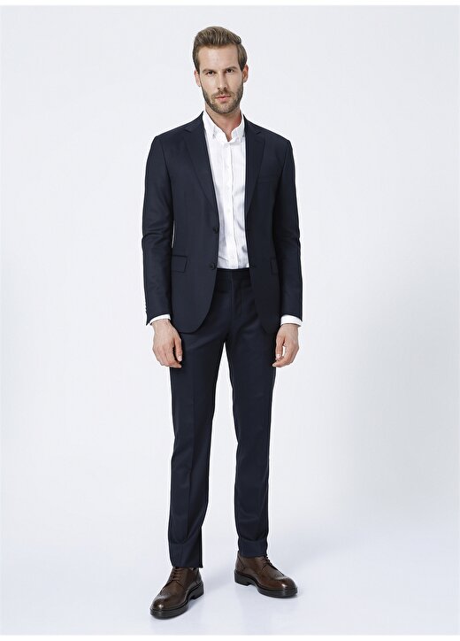 Network Ceket Yaka Slim Fit Düz Lacivert Erkek Takım Elbise 3