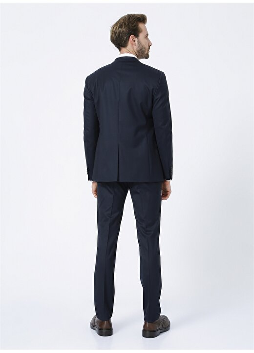 Network Ceket Yaka Slim Fit Düz Lacivert Erkek Takım Elbise 4