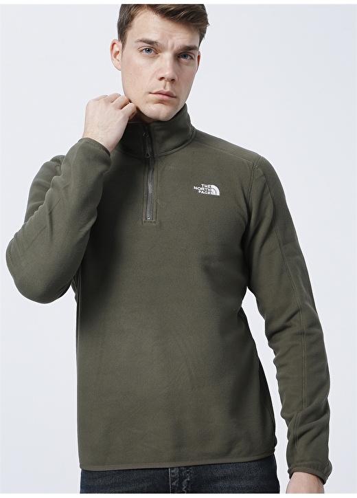 The North Face M RESOLVE FLEECE 1/4 Bisiklet Yaka Normal Kalıp Düz Yeşil Erkek Polar Sweatshirt 1