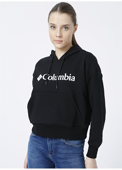 Columbia CS0208 Kapüşonlu Normal Kalıp Baskılı Siyah Kadın Sweatshirt 1