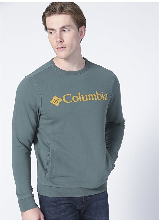 Columbia CS0209 O Yaka Normal Kalıp Baskılı Yeşil Erkek Sweatshirt 1