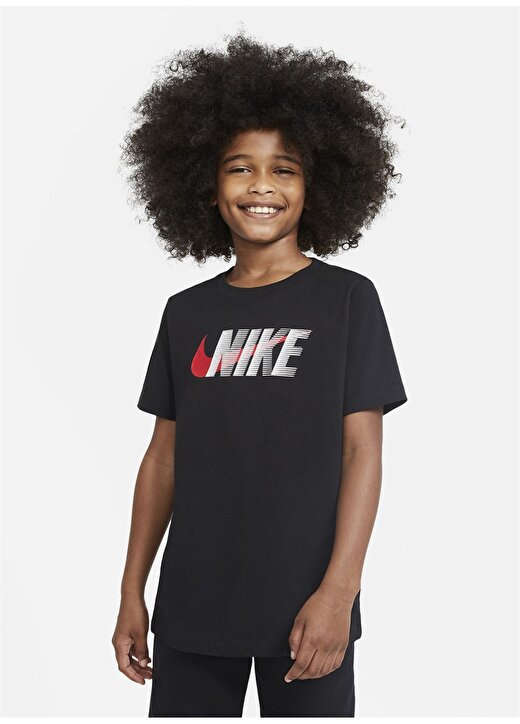 Nike DC7796-011 U Nsw Tee Nıke Swoosh Siyah Bisiklet Yaka Erkek Çocuk Baskılı T-Shirt 2