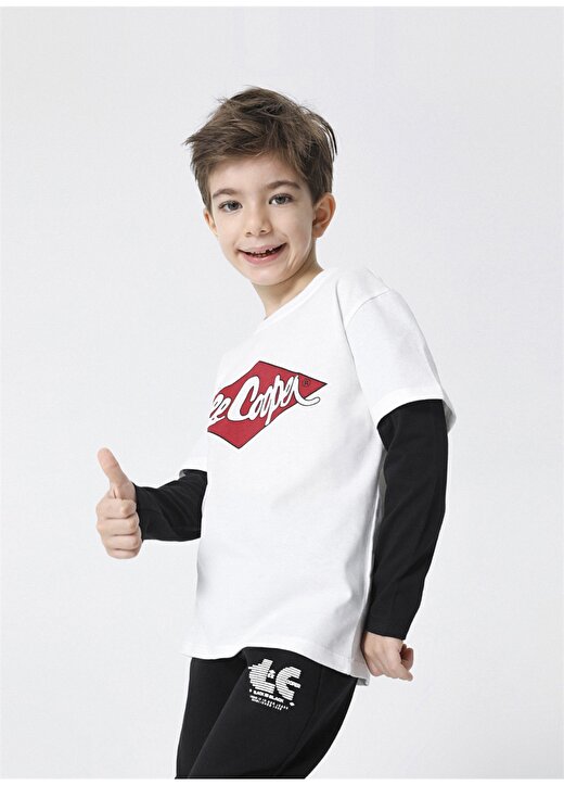 Lee Cooper Baskılı Beyaz Erkek Çocuk T-Shirt 221 LCB 242001 MATT BEYAZ 2