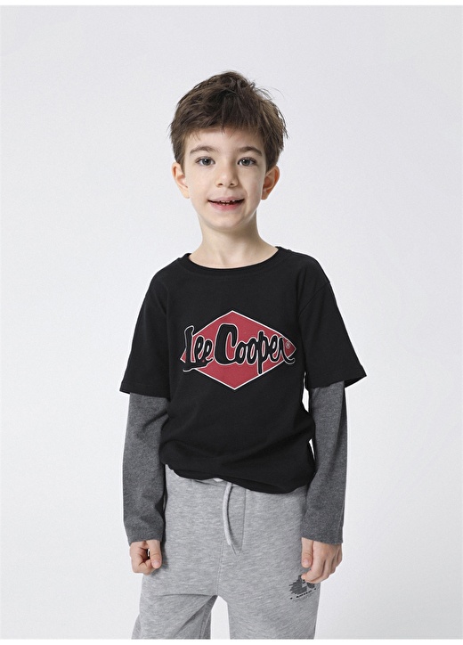 Lee Cooper Baskılı Siyah Erkek Çocuk T-Shirt 221 LCB 242001 MATT SIYAH 2