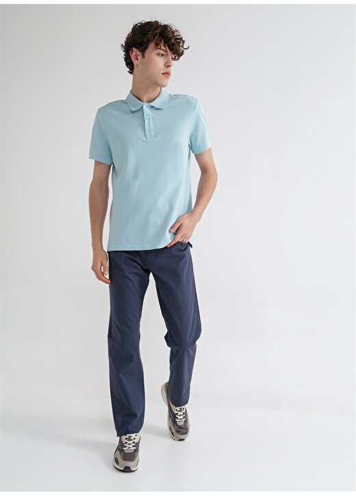 Limon Oscar21 Polo Yaka Basic Düz Açık Mavi Erkek T-Shirt 2