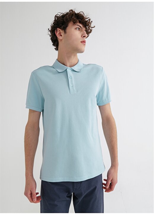 Limon Oscar21 Polo Yaka Basic Düz Açık Mavi Erkek T-Shirt 3