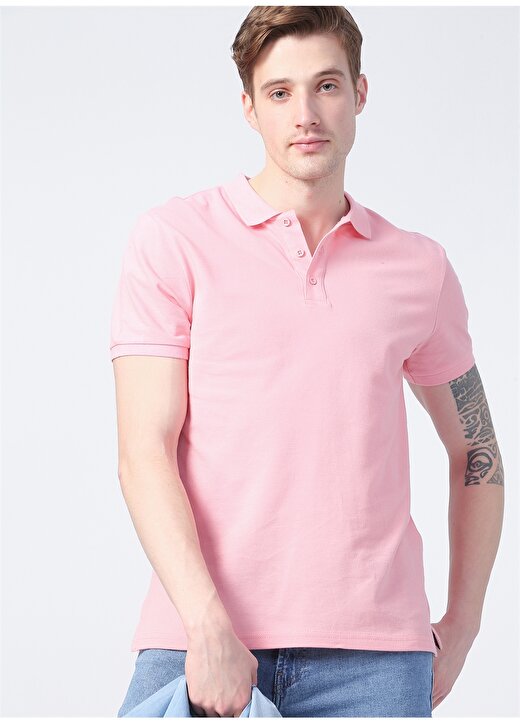 Limon Oscar21 Polo Yaka Basic Düz Pembe Erkek T-Shirt 3