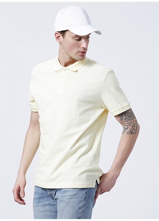 Limon Basic Düz Açık Sarı Erkek Polo T-Shirt - Oscar21 3