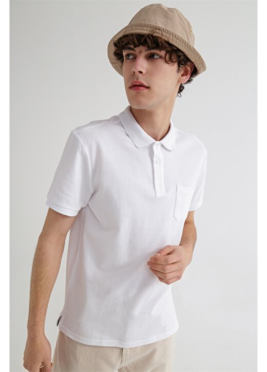Limon Basic Düz Beyaz Erkek Polo T-Shirt - Skor21 1