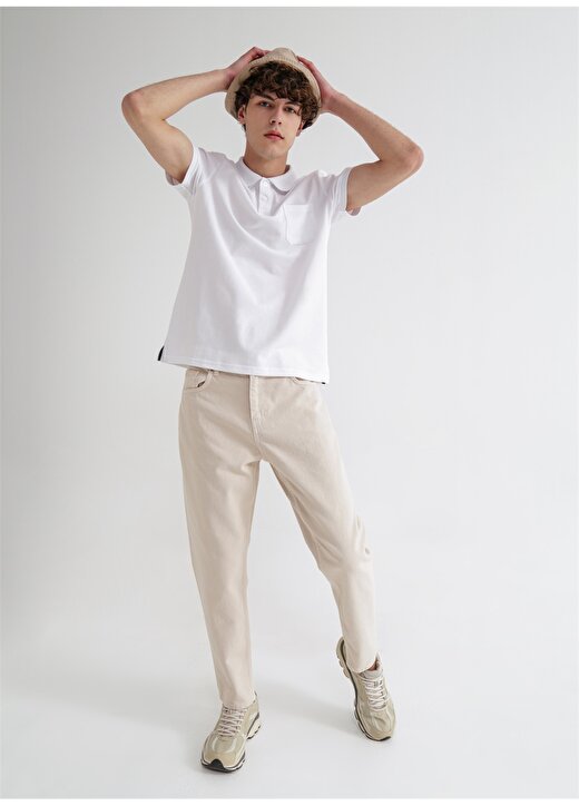Limon Basic Düz Beyaz Erkek Polo T-Shirt - Skor21 2