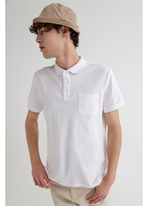 Limon Basic Düz Beyaz Erkek Polo T-Shirt - Skor21 3