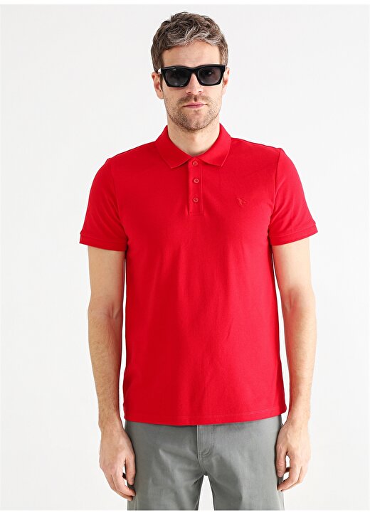 Fabrika Polo Yaka Düz Kırmızı Erkek T-Shirt BORAMIR-Y 3