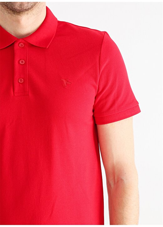 Fabrika Polo Yaka Düz Kırmızı Erkek T-Shirt BORAMIR-Y 4