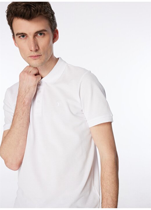 Fabrika Beyaz Erkek Regular Fit Polo T-Shirt BORAMIR-Y 1