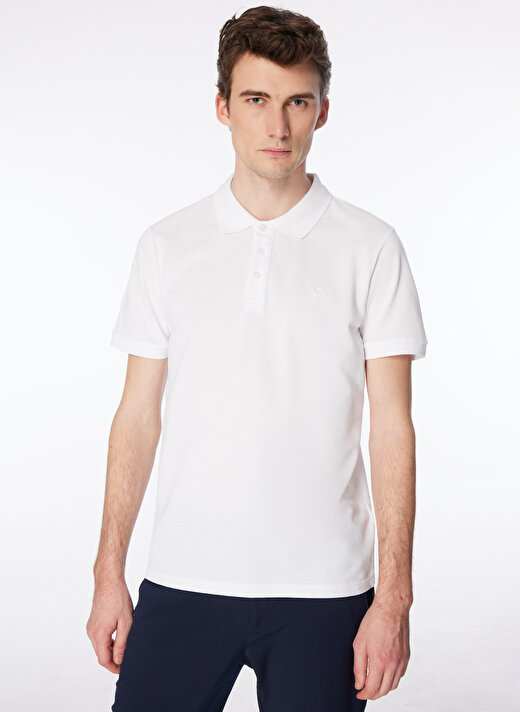 Fabrika   Basic Düz Beyaz Erkek Polo T-Shirt  -  BORAMIR-Y 3
