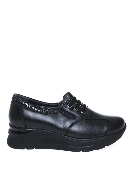 Forelli 57703-H Siyah Kadın Deri Düz Ayakkabı 1