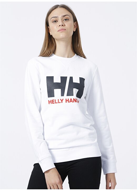 Helly Hansen Hh W Hh Logo Crew Sweat Bisiklet Yaka Uzun Kollu Normal Kalıp Beyaz Kadın Sweatshirt 1