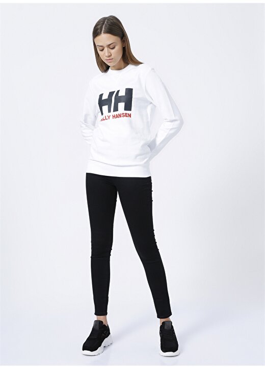 Helly Hansen Hh W Hh Logo Crew Sweat Bisiklet Yaka Uzun Kollu Normal Kalıp Beyaz Kadın Sweatshirt 2
