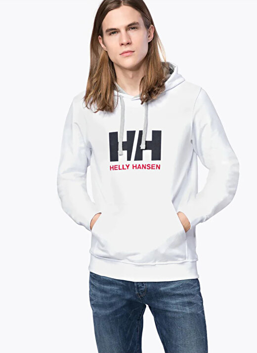 Helly Hansen Beyaz Erkek Kapüşonlu Sweatshirt HH HH LOGO HOODIE 1