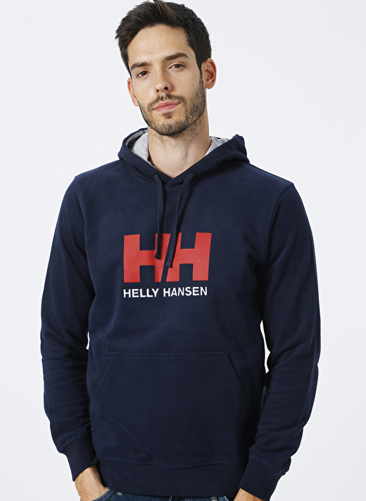 Helly Hansen Hh Hh Logo Hoodie Kapüşonlu Uzun Kollu Normal Kalıp Lacivert Erkek Sweatshirt 3