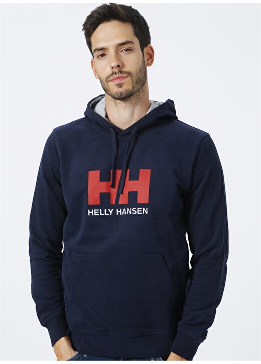 Helly Hansen Hh Hh Logo Hoodie Kapüşonlu Uzun Kollu Normal Kalıp Lacivert Erkek Sweatshirt 3