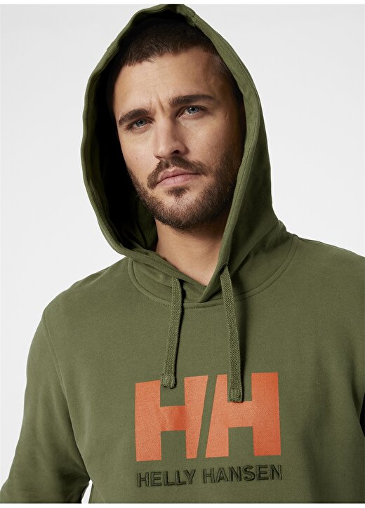 Helly Hansen Hh Hh Logo Hoodie Kapüşonlu Uzun Kollu Normal Kalıp Yeşil Erkek Sweatshirt 3