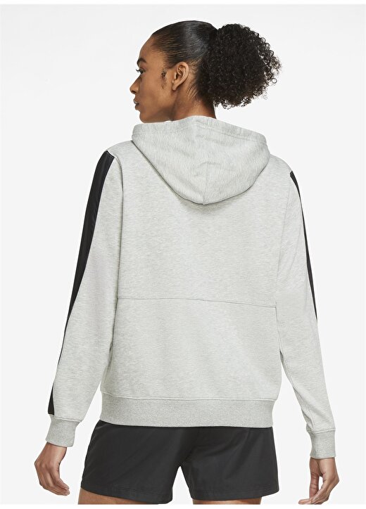 Nike DD5671-063 Kapüşonlu Standart Kalıp Açık Gri - Beyaz - Siyah Kadın Fermuarlı Sweatshirt 2