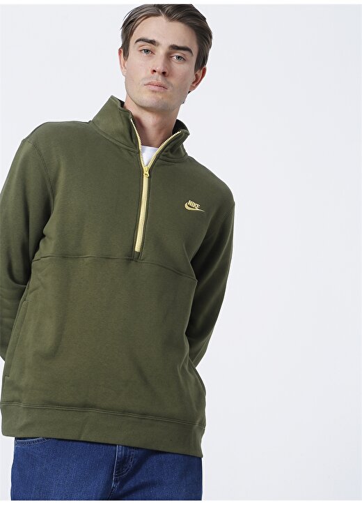 Nike Dd4732-326 M Nsw Club Bb Hz Top O Yaka Uzun Kollu Standart Kalıp Yeşil Erkek Sweatshirt 1